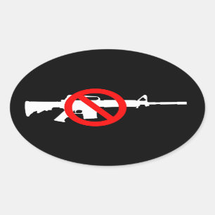 Sticker Ovale Armes d'assaut d'interdiction