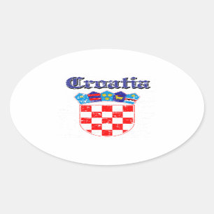 Sticker Ovale Armoiries de Grunge Croatie