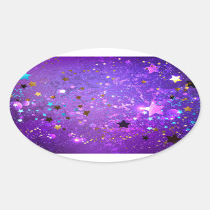 Sticker Ovale Arrière - plan de feuille violet avec étoiles
