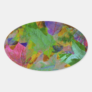 Sticker Ovale Arrière - plan Feuille arc-en-ciel