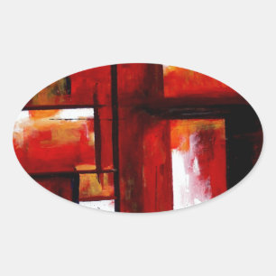Sticker Ovale Art Abstrait