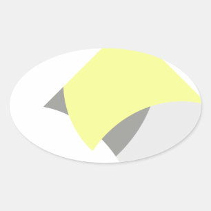 Sticker Ovale Art Abstrait gris jaune blanc