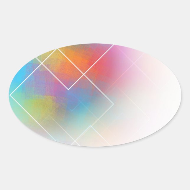 Sticker Ovale Art Abstrait rose rouge orange personnalisé blanc  (Devant)