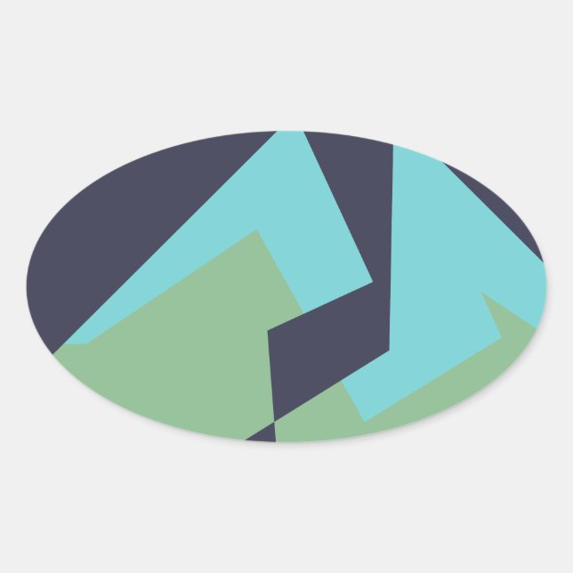 Sticker Ovale Art Abstrait Turquoise Bleu Vert (Devant)