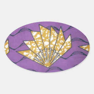 Sticker Ovale Art africain Abstrait : Vagues de passion violette