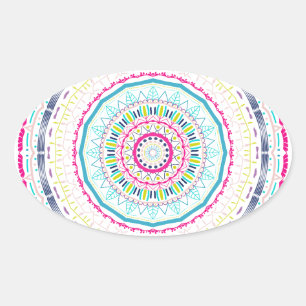 Sticker Ovale Art de mandala coloré vibrant