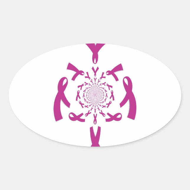 Sticker Ovale Art de sensibilisation au cancer du sein Imprimer (Devant)