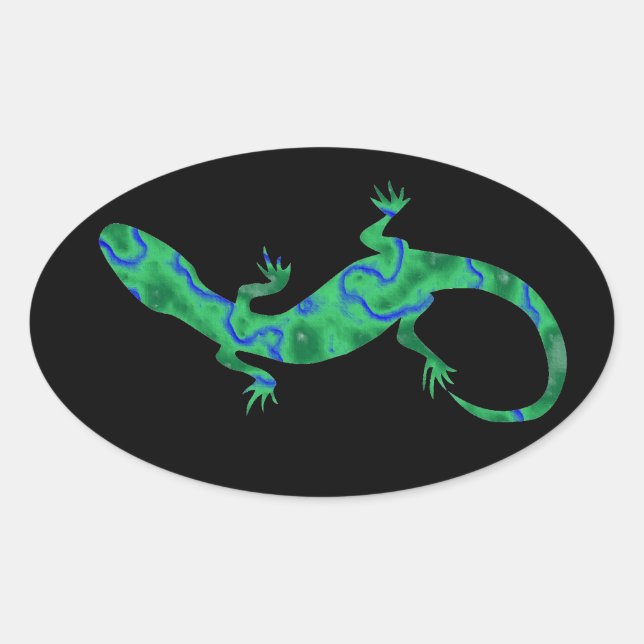 Sticker Ovale Art déco Grüner Gecko (Devant)