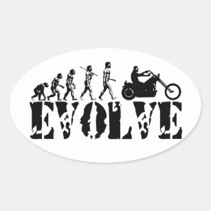 Sticker Ovale Art d'évolution de cavalier de moto de motard de