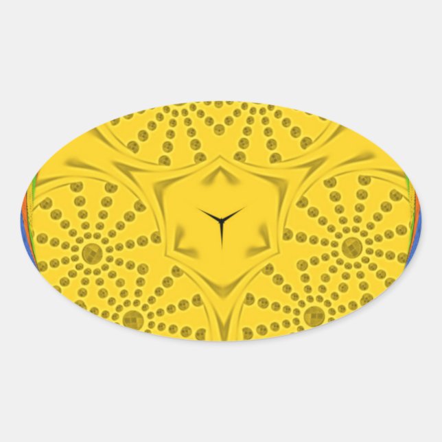 Sticker Ovale Art Motif Égyptien Imprimer À damiers Conception C (Devant)