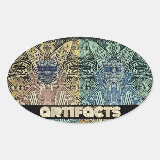 Sticker Ovale artefacts 4 têtes de mouche 3 "ovale"