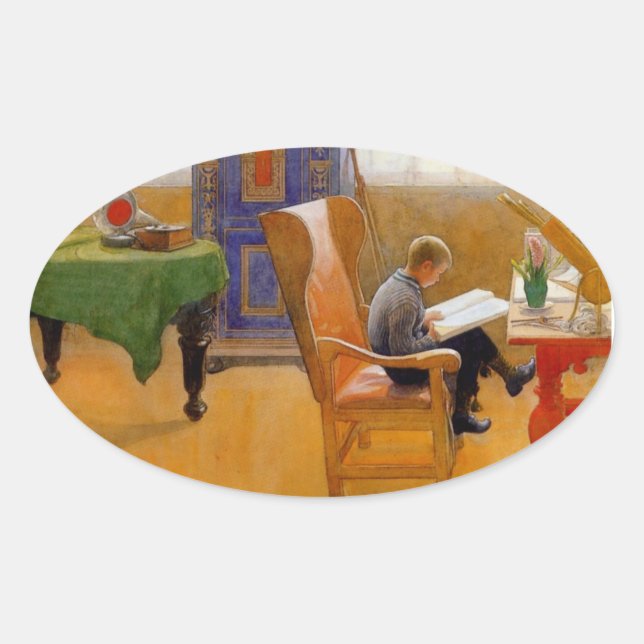 Sticker Ovale Assis dans le fauteuil (Devant)