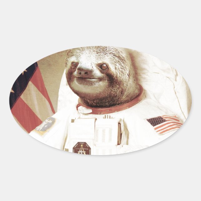 Sticker Ovale Astronaut Sloth (Devant)