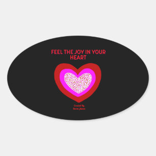 Sticker ovale au coeur joyeux