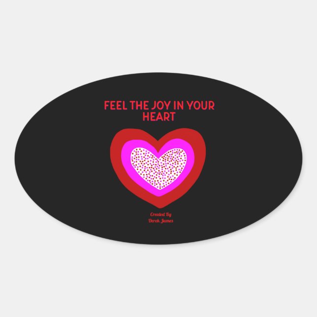 Sticker ovale au coeur joyeux (Devant)
