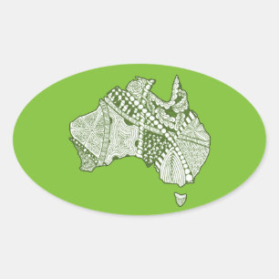 Sticker Ovale Australie Carte Souvenir Art