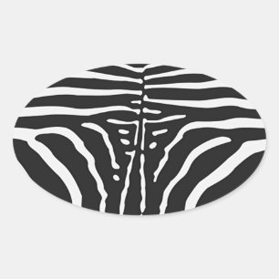 Sticker Ovale Authentic Zebra Skin Print - noir blanc strié