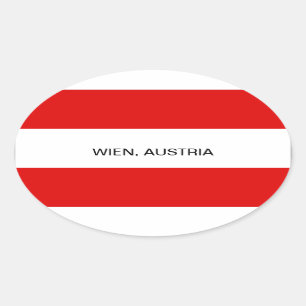 Sticker Ovale AUTRICHE : Drapeau de l'Autriche—Wien