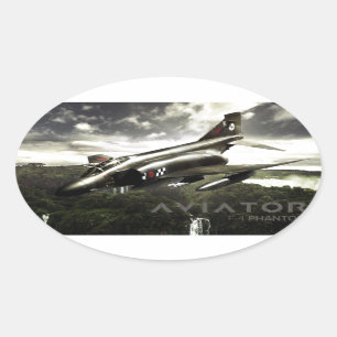 Sticker Ovale Avion de chasse fantôme F-4