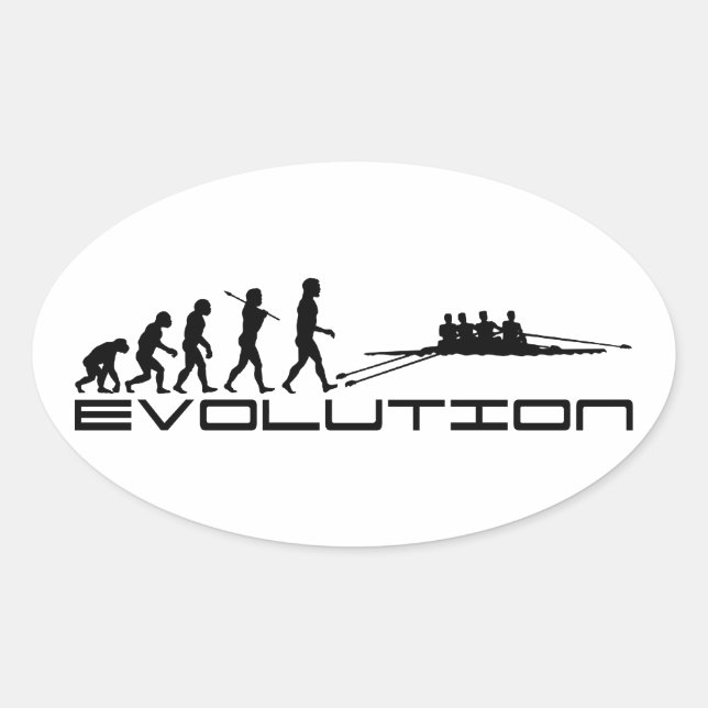 Sticker Ovale Aviron Rower Eau Sport Évolution Art (Devant)