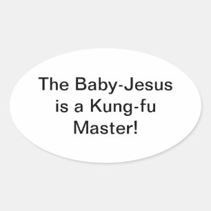 Sticker Ovale Baby-Jesus Kung-fu Hankamer Artjunkhaus Comic Art