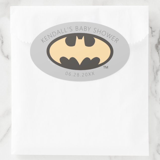 Sticker Ovale Baby shower Batman Super Hero (Sac)