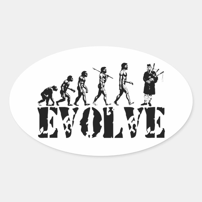 Sticker Ovale Bagpipe Pipers Bagpiper Évolution musicale Art (Devant)