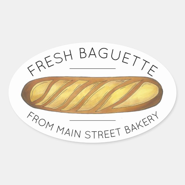 Sticker Ovale Baguette fraiche Boulangerie Pain Français (Devant)