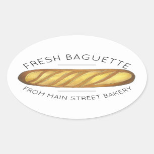 Sticker Ovale Baguette fraiche Boulangerie Pain Français