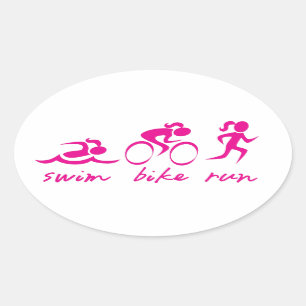 Sticker Ovale Baignade Vélo Course Tri Girl