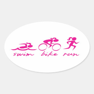 Sticker Ovale Baignade Vélo Course Tri Girl