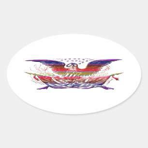 Sticker Ovale Bald Eagle USA Drapeau Americana Patriotique Art