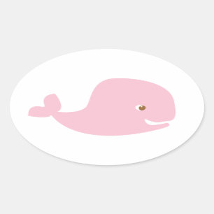 Sticker Ovale Baleine rose de bébé - sa une fille