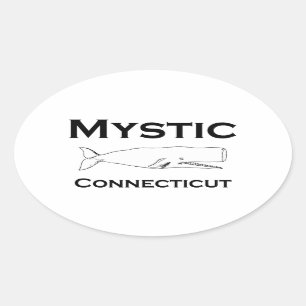 Sticker Ovale Baleine Vintage mystique du Connecticut