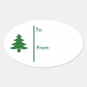 Sticker Ovale Balise cadeau Oval Christmas tree Sticker-Green