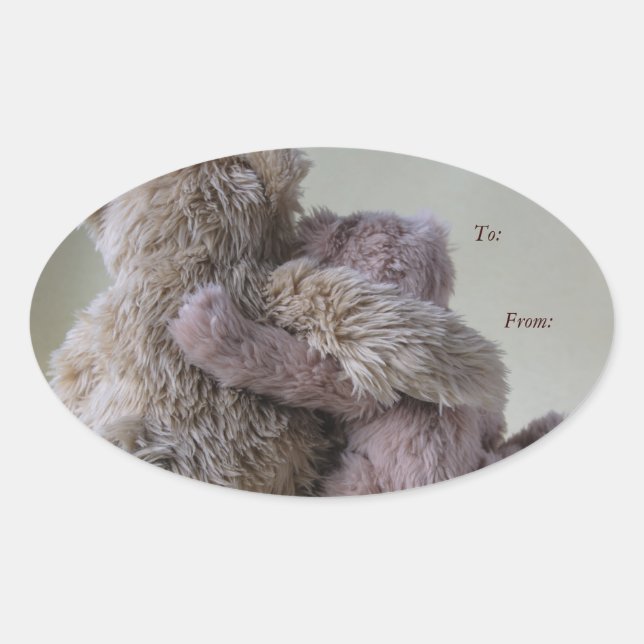 Sticker Ovale Balise cadeau pour les amis ours (Devant)