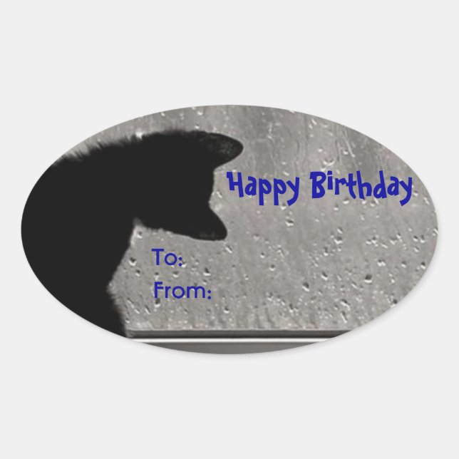 Sticker Ovale Balises d'auto-collant cadeau d'anniversaire de ch (Devant)