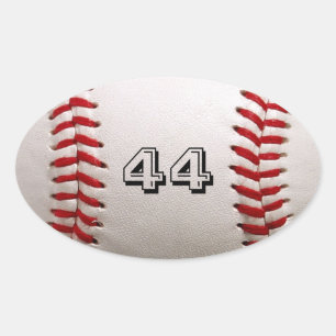 Sticker Ovale Balle de baseball blanche classique avec numéro de