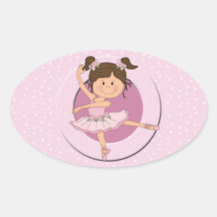 Sticker Ovale Ballerina rose pâle 1