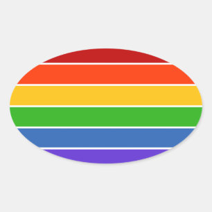 Sticker Ovale Bande arc-en-ciel