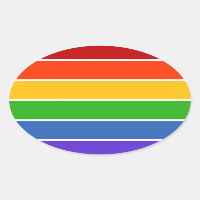 Sticker Ovale Bande arc-en-ciel (Devant)