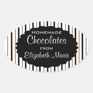 Sticker Ovale Bandes noires et Brown faites maison