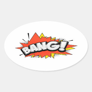 Sticker Ovale Bang Retro Action Comic Book Bubble