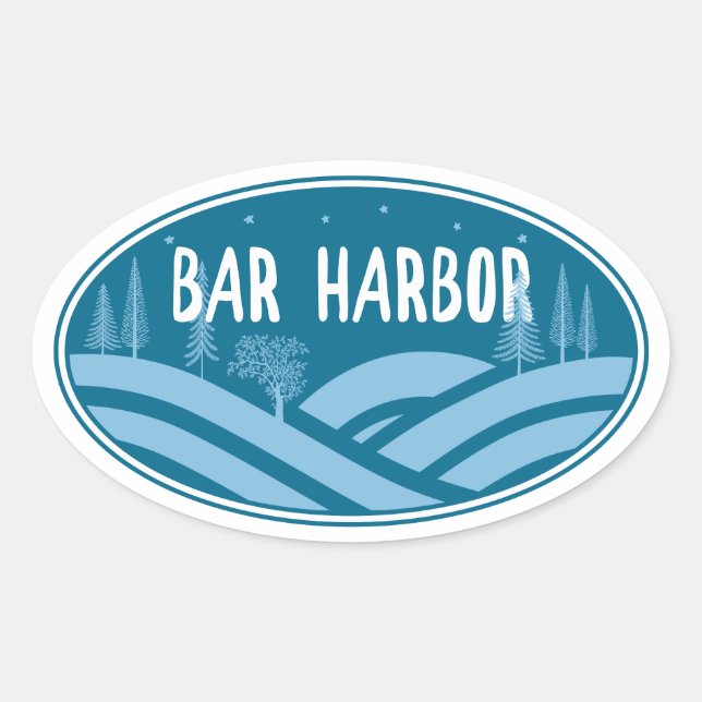 Sticker Ovale Bar Harbour Maine Extérieur (Devant)