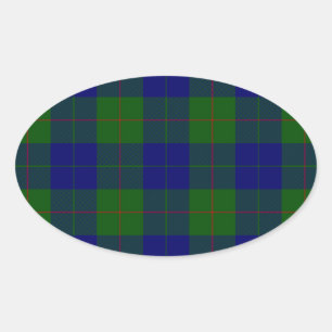 Sticker Ovale Barclay tartan bleu vert plaid