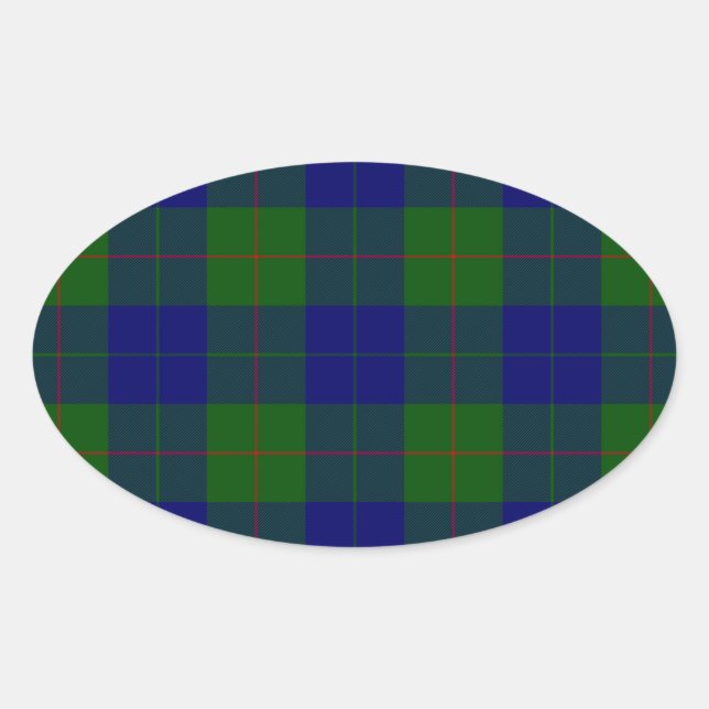 Sticker Ovale Barclay tartan bleu vert plaid (Devant)
