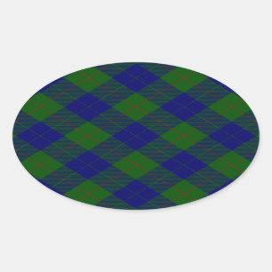 Sticker Ovale Barclay tartan bleu vert plaid