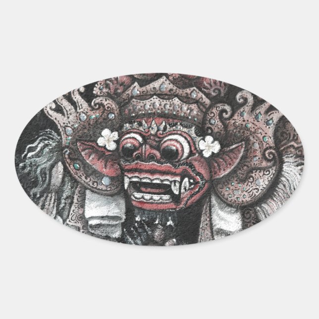 Sticker Ovale Barong et Rangda Bali (Devant)