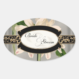Sticker Ovale Baroque Vintage Lily Gold Formal Favoriser Tags Ca