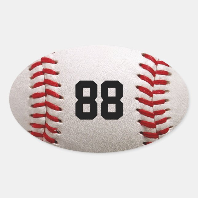 Sticker Ovale Baseball avec numéro personnalisable (Devant)
